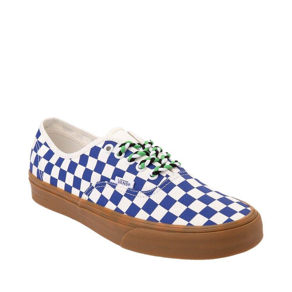 Vans Authentic Checkerboard Blue/White Lace Up Men's Sneakers Shoes Size 9.5